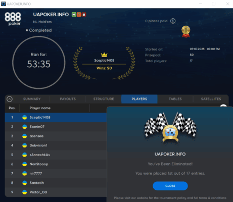 Freeroll for krichalka 1st place